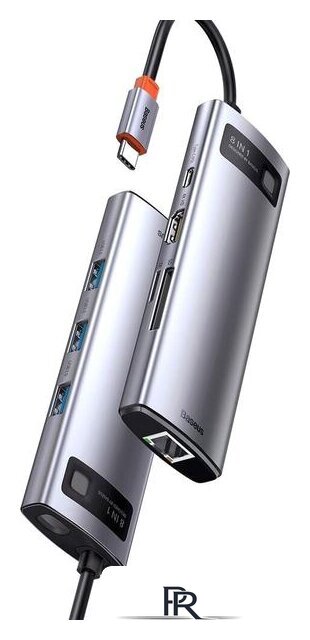 Док-станция Baseus Metal Gleam Series 8-in-1 Multifunctional Type-C HUB Docking Station CAHUB-CV0G - Изображение №6 — Интернет-магазин ПроЗаказ