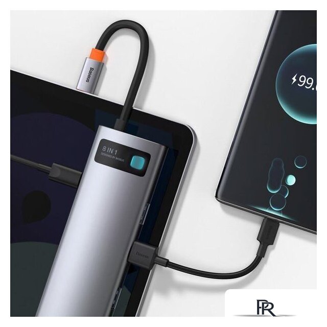 Док-станция Baseus Metal Gleam Series 8-in-1 Multifunctional Type-C HUB Docking Station CAHUB-CV0G - Изображение №7 — Интернет-магазин ПроЗаказ