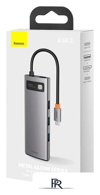 Док-станция Baseus Metal Gleam Series 8-in-1 Multifunctional Type-C HUB Docking Station CAHUB-CV0G - Изображение №20 — Интернет-магазин ПроЗаказ