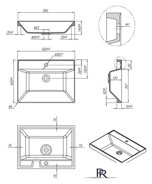 Умывальник Roxen Mila 60 3001160 - Изображение №4 — Интернет-магазин ПроЗаказ