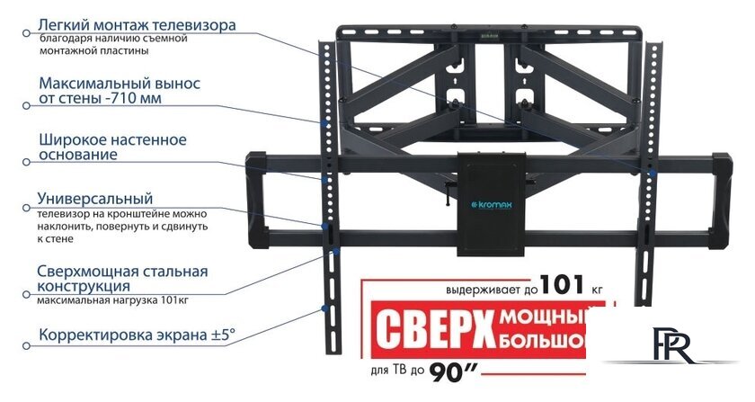 Кронштейн для телевизора Kromax ATLANTIS-75 (черный) - Изображение №4 — Интернет-магазин ПроЗаказ