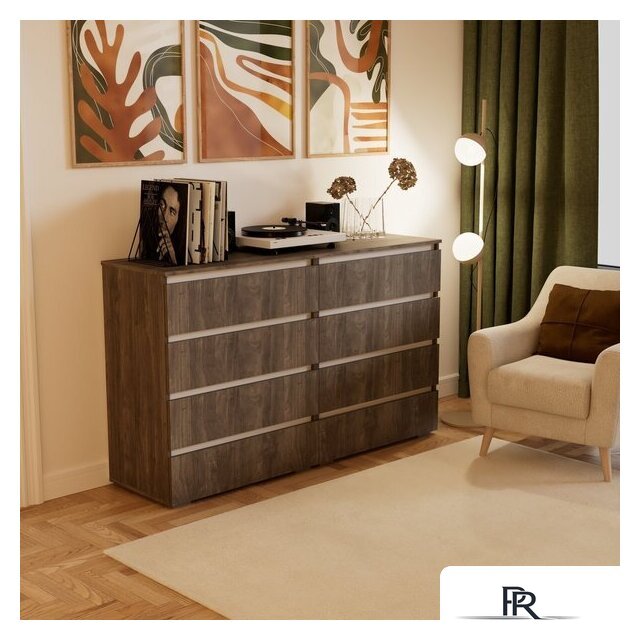 Комод Кортекс-мебель Бари 160 8ш (орех элия/орех элия/белый) - Изображение №3 — Интернет-магазин ПроЗаказ