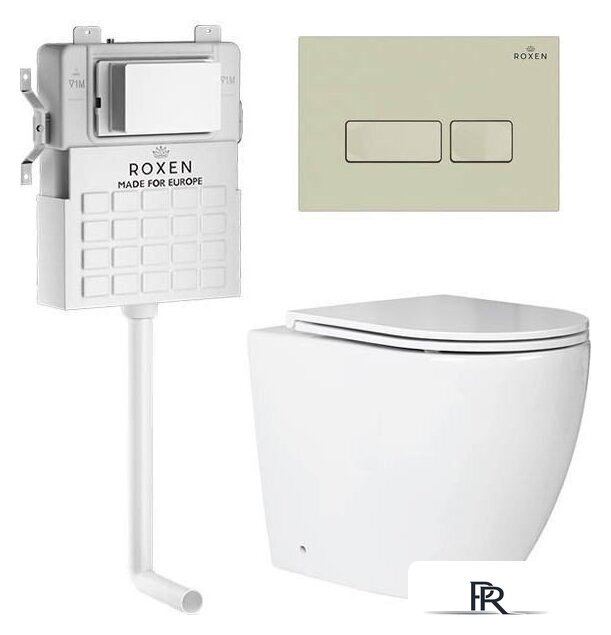 Унитаз приставной Roxen Antares в комплекте с инсталляцией Attach 5 в 1 967071 (кнопка: пастель бежевый) - Изображение №1 — Интернет-магазин ПроЗаказ