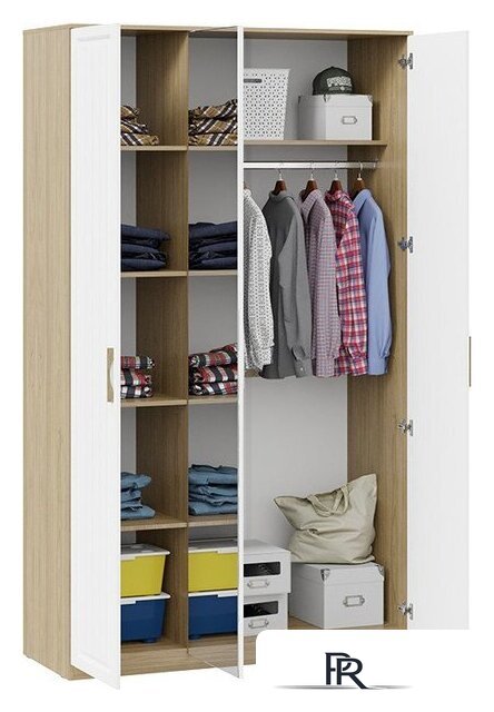 Шкаф распашной Трия Сэнди комбинированный (вяз благородный/белый) - Изображение №4 — Интернет-магазин ПроЗаказ