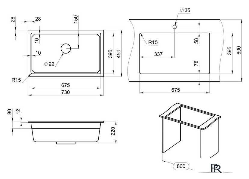 Кухонная мойка Granula KS-7303 (черный) - Изображение №3 — Интернет-магазин ПроЗаказ