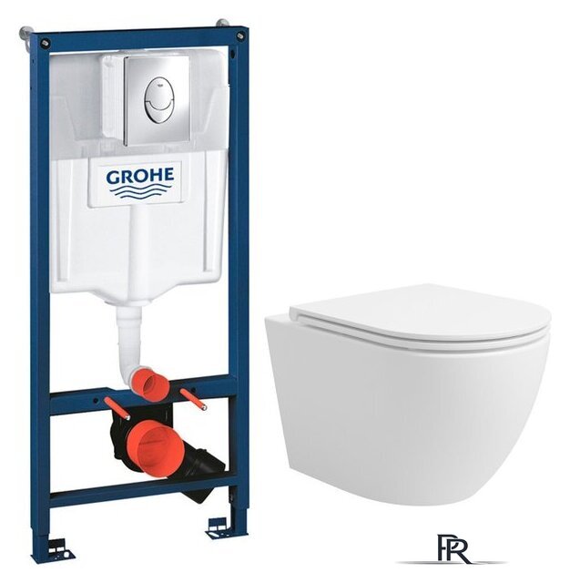 Унитаз подвесной Lauter Vortex 2110830 + GROHE Rapid SL 38721001 с кнопкой (овальная, хром) - Изображение №1 — Интернет-магазин ПроЗаказ