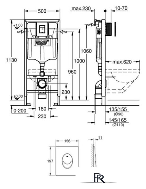 Унитаз подвесной Lauter Vortex 2110830 + GROHE Rapid SL 38721001 с кнопкой (овальная, хром) - Изображение №25 — Интернет-магазин ПроЗаказ