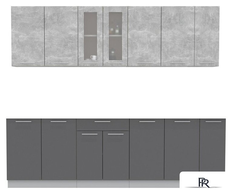 Готовая кухня Интерлиния Мила 25 без столешницы (бетон/антрацит) - Изображение №1 — Интернет-магазин ПроЗаказ