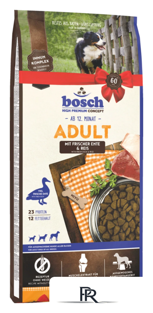 Сухой корм для собак Bosch HPC Adult Duck & Rice (Утка с Рисом) 15 кг - Изображение №1 — Интернет-магазин ПроЗаказ