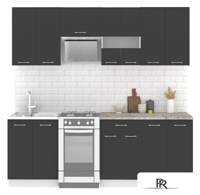 Готовая кухня Mio Tesoro Экстра-лайт 2.2 (антрацит/марсель) - Изображение №1 — Интернет-магазин ПроЗаказ