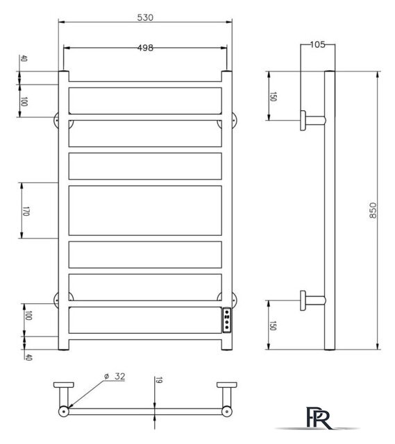 Полотенцесушитель Roxen Caspia BK-109W-8T 11070-5385B (черный) - Изображение №6 — Интернет-магазин ПроЗаказ
