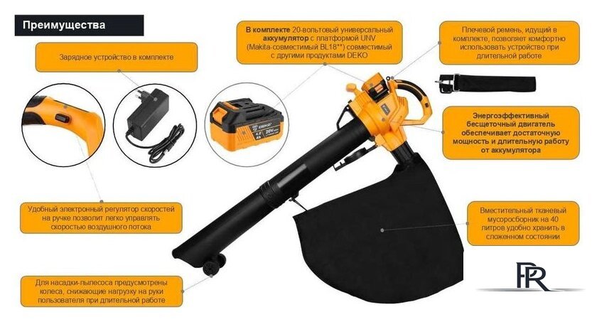 Садовая воздуходувка Deko DKBL22 063-4522 (с 1-им АКБ) - Изображение №5 — Интернет-магазин ПроЗаказ