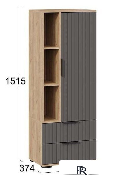 Шкаф-пенал Трия Хилтон исп.2 (дуб крафт золотой/графит матовый) - Изображение №2 — Интернет-магазин ПроЗаказ