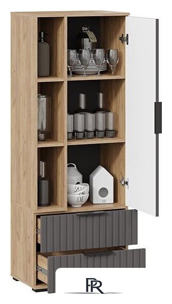 Шкаф-пенал Трия Хилтон исп.2 (дуб крафт золотой/графит матовый) - Изображение №3 — Интернет-магазин ПроЗаказ