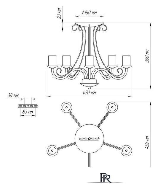 Люстра средней высоты Элетех Классик 151 НПБ 01-5х60-141 1005404788 (белый муар) - Изображение №6 — Интернет-магазин ПроЗаказ