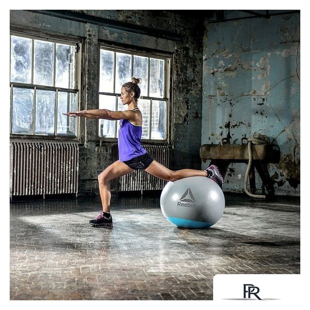 Гимнастический мяч Reebok Gymball RAB-40015BL 55 см (серый/голубой) - Изображение №3 — Интернет-магазин ПроЗаказ