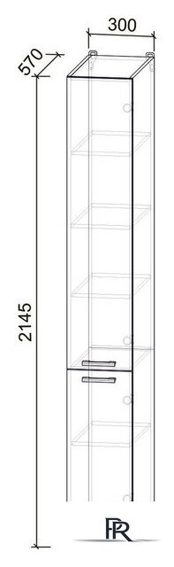 Шкаф-пенал Интерлиния Компо НШП-№1-2145 (белый платинум/белый платинум) - Изображение №3 — Интернет-магазин ПроЗаказ
