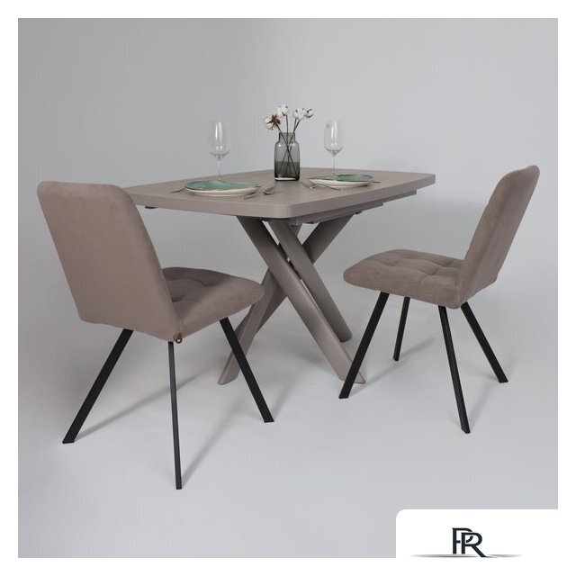 Кухонный стол Мамадома Leonel-130 раздвижной 130-165х85 (бежевый камень-hpl/капучино) - Изображение №4 — Интернет-магазин ПроЗаказ