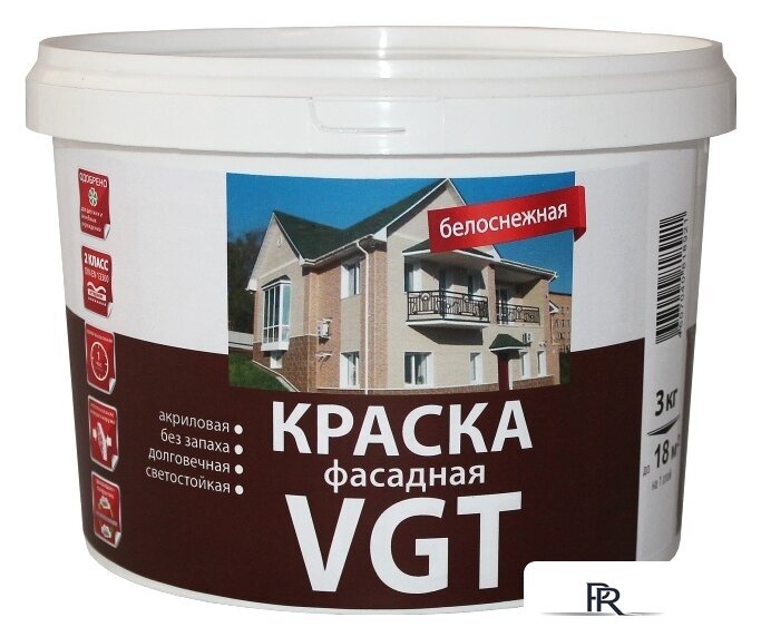 Краска VGT ВД-АК-1180 Фасадная Белоснежная (25 кг) - Изображение №1 — Интернет-магазин ПроЗаказ