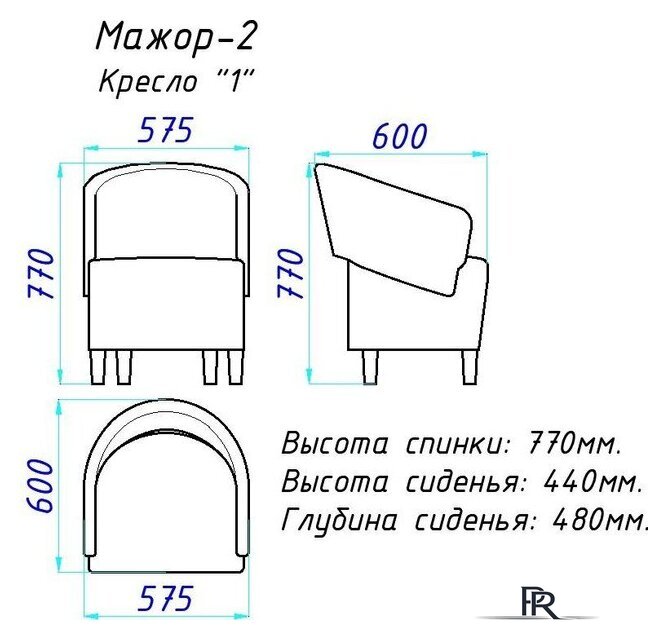 Интерьерное кресло Mio Tesoro Мажор-2 (Lux 20 синий) - Изображение №10 — Интернет-магазин ПроЗаказ