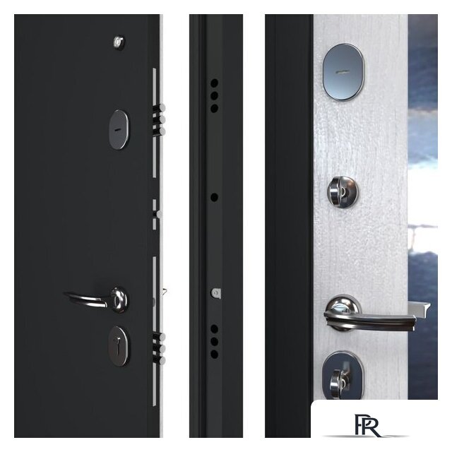 Металлическая дверь Guard С зеркалом 96х205 (правая, графитбьянко) - Изображение №4 — Интернет-магазин ПроЗаказ