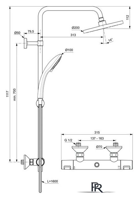 Душевая система  Ideal Standard Ceratherm A7208AA - Изображение №2 — Интернет-магазин ПроЗаказ