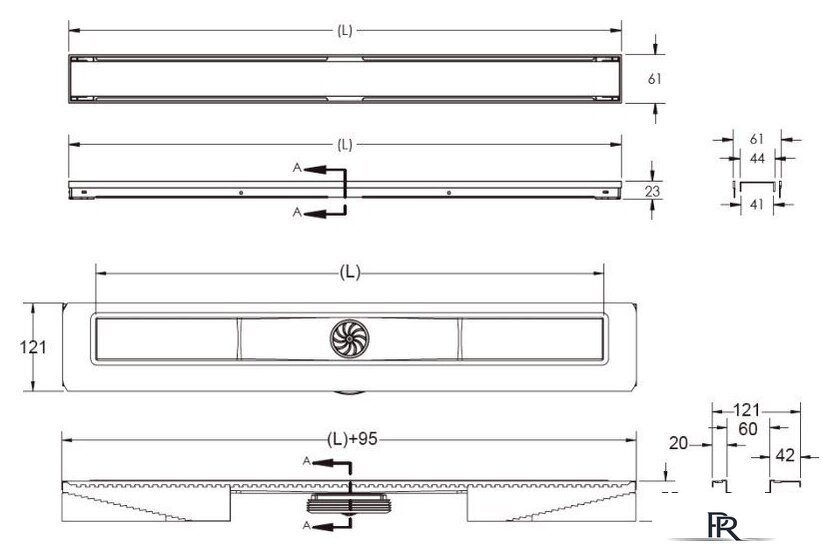 Трап/канал Berges Wasserhaus B1 Keramik 800 095119 (матовый черный) - Изображение №11 — Интернет-магазин ПроЗаказ
