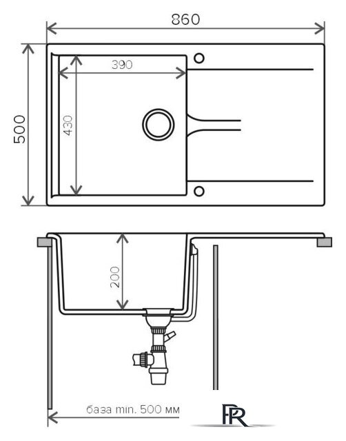 Кухонная мойка Polygran Gals-860 (черный 16) - Изображение №3 — Интернет-магазин ПроЗаказ