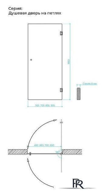Душевая дверь MaybahGlass 195x70.5 MGD-519-6 (сатин стекло/черный) - Изображение №7 — Интернет-магазин ПроЗаказ