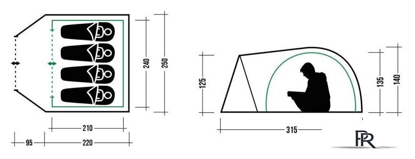 Кемпинговая палатка Trek Planet Bergamo 4 (зеленый) - Изображение №11 — Интернет-магазин ПроЗаказ