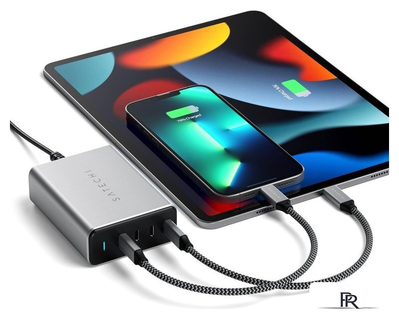 Сетевое зарядное Satechi 165W USB-C 4-Port PD GaN Charger ST-UC165GM-EU - Изображение №4 — Интернет-магазин ПроЗаказ