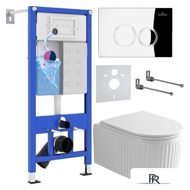 Унитаз подвесной Roxen Royal Matt в комплекте с инсталляцией StounFix Dual Fresh 6 в 1 968245 (кнопка: хром глянцевый) - Изображение №1 — Интернет-магазин ПроЗаказ