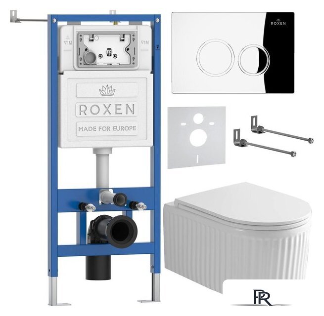 Унитаз подвесной Roxen Royal Matt в комплекте с инсталляцией StounFix Dual Fresh 6 в 1 968245 (кнопка: хром глянцевый) - Изображение №2 — Интернет-магазин ПроЗаказ