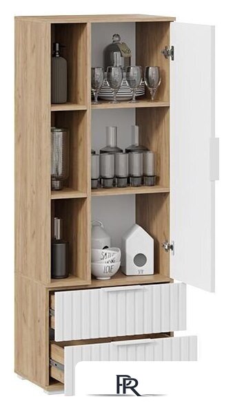 Шкаф-пенал Трия Хилтон исп.2 (дуб крафт золотой/белый матовый) - Изображение №3 — Интернет-магазин ПроЗаказ