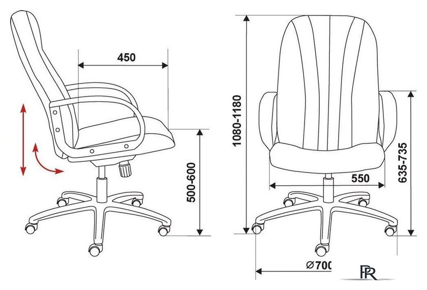 Офисное кресло Бюрократ T-898AXSN (серый 3C1) - Изображение №14 — Интернет-магазин ПроЗаказ