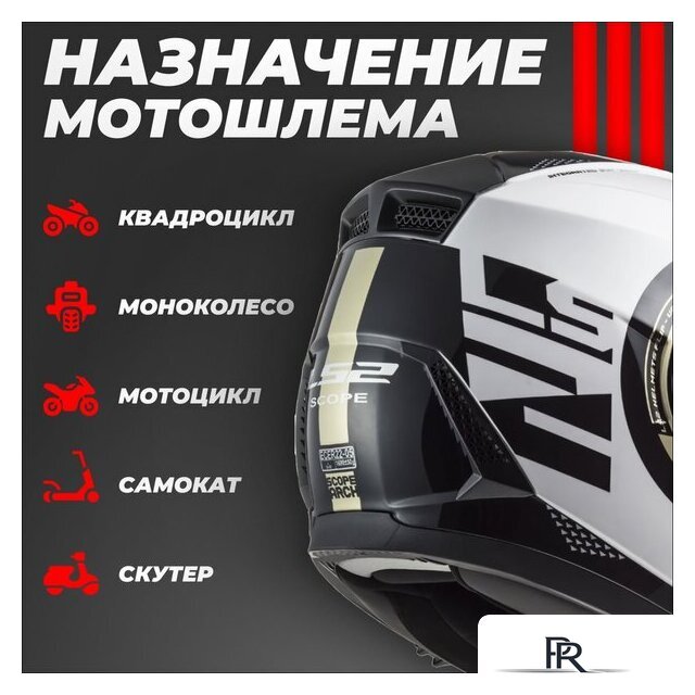 Мотошлем LS2 FF902 Scope Arch (S, белый/серый) - Изображение №4 — Интернет-магазин ПроЗаказ