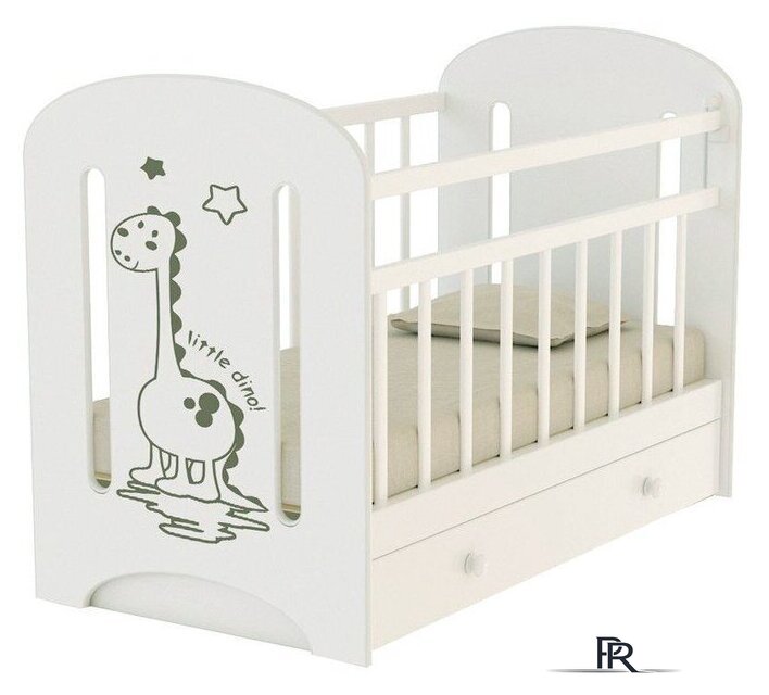 Классическая детская кроватка VDK Dino с маятником и ящиком (белый) - Изображение №1 — Интернет-магазин ПроЗаказ