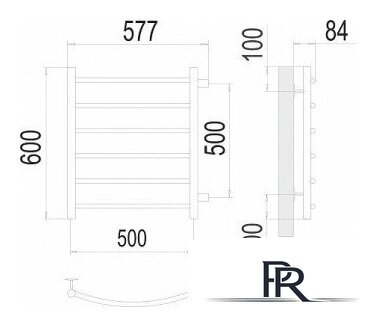 Полотенцесушитель TERMINUS Классик П6 500x600 (боковое подключение 500, RAL 9005 черный) - Изображение №2 — Интернет-магазин ПроЗаказ