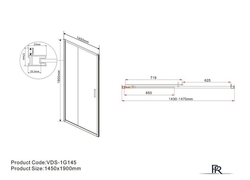 Душевая дверь Vincea Garda VDS-1G145CL (хром/прозрачное) - Изображение №5 — Интернет-магазин ПроЗаказ