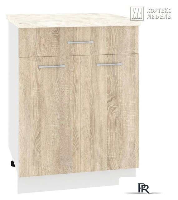 Шкаф напольный Кортекс-мебель Корнелия Лира НШ60р1ш (дуб сонома/королевский опал) - Изображение №1 — Интернет-магазин ПроЗаказ