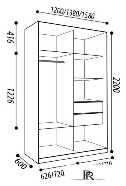 Шкаф-купе Евва 158 ВS.03 АЭП ШК.2 01 (бодега/хром) - Изображение №4 — Интернет-магазин ПроЗаказ