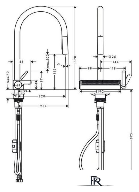 Смеситель Hansgrohe Aquno Select M81 73837800 (стальной) - Изображение №10 — Интернет-магазин ПроЗаказ