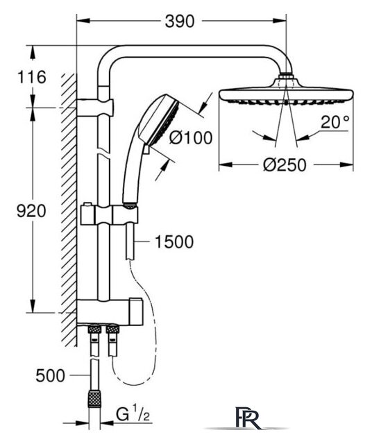 Душевая система  Grohe Tempesta Cosmopolitan System 250 26675000 - Изображение №4 — Интернет-магазин ПроЗаказ