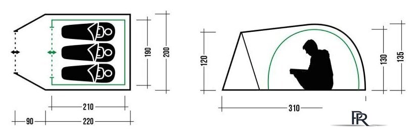 Кемпинговая палатка Trek Planet Bergamo 3 (зеленый) - Изображение №11 — Интернет-магазин ПроЗаказ