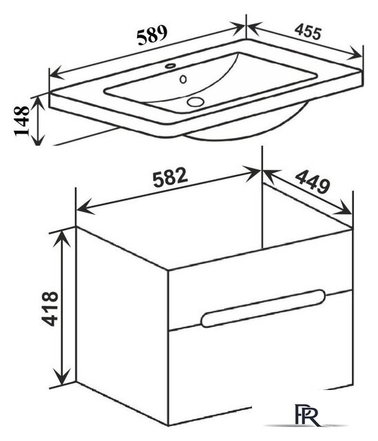  Runo Тумба под умывальник Парма 60 (подвесная) - Изображение №5 — Интернет-магазин ПроЗаказ