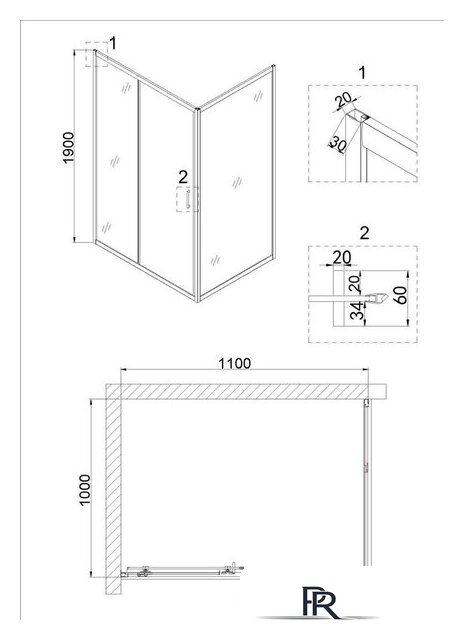 Душевая дверь Niagara NG-82-11AB 110x190 - Изображение №3 — Интернет-магазин ПроЗаказ