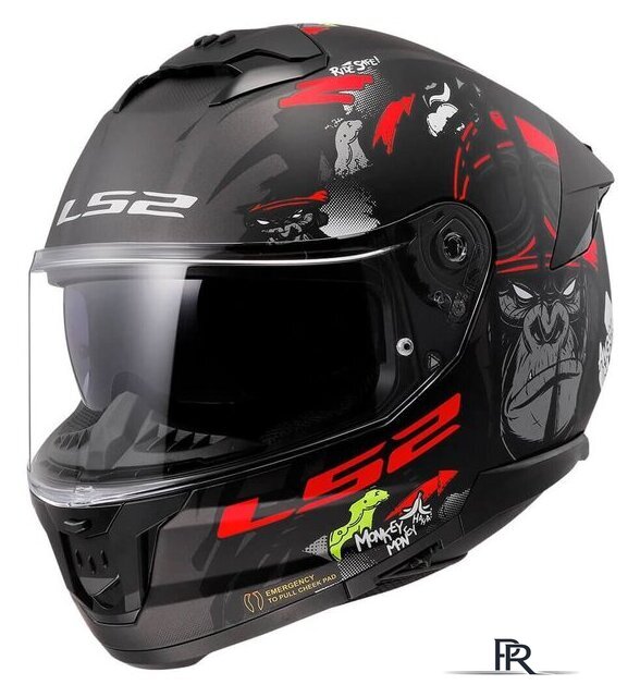 Мотошлем LS2 FF808 Stream 2 Angry Monkey (S, черный матовый/красный) - Изображение №5 — Интернет-магазин ПроЗаказ