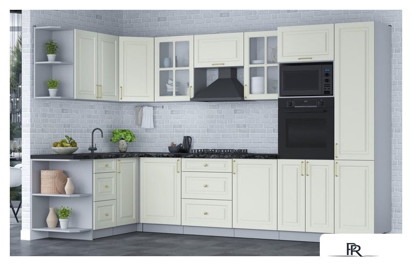 Готовая кухня Интерлиния Мила Шато 1.68x3.2 ВТ левая (белый/белый/кастилло темный) - Изображение №4 — Интернет-магазин ПроЗаказ