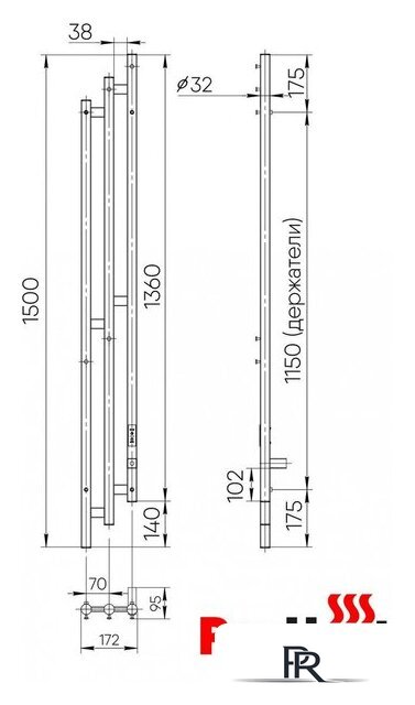 Полотенцесушитель ProHeat Loft 150х17 (терморегулятор, таймер, черный муар) - Изображение №4 — Интернет-магазин ПроЗаказ