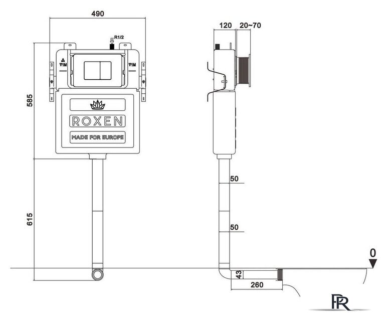 Унитаз приставной Roxen Antares в комплекте с инсталляцией Attach 5 в 1 967019 (кнопка: черный матовый) - Изображение №6 — Интернет-магазин ПроЗаказ